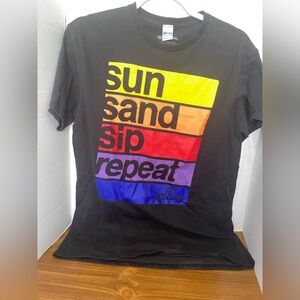 Corona Beer Sun Sand Sip Repeat Shirt Adult Medium Black Short Sleeve Tee Mens